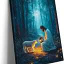 2 x OTOSTAR Jesus and Lamb Canvas Wall Art Jesus Running After Lost Lamb Wall Art Canvas Prints for Prayer Room Baptism Serenity Prayer Church Decor - 12 x 16 Inch