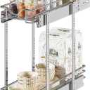 DINDON Pull Out Cabinet Organizer (7-1/2" W x 21-1/2"D), Cabinet Pull Out Shelves, 2 Tier Pull Out Drawers for Kitchen Cabinets, Wire Basket Slide Out Shelf for Cabinet Organization