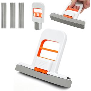 Self Squeezing Mini Mop, Orange Small Sponge Mop, Wet and Dry Use Cleaning System, Foldable Desktop Mop, One-Hand Squeeze Handle and Replaceable Head