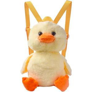 Ximimark 1 pc Cute Mini Little Yellow Duck Design Backpack, Chain Adjustable Strap Cartoon Fluffy Novelty Bag