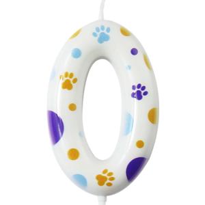 Number Blue and Yellow Dog Paw Themed Birthday Candles, Dog Patrol Toppers Candles Cupcake Decor for Boys Girls,Happy Cartoon Birthday Cake Candles Party Decorations Supplies (0, White)