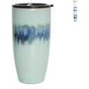 Bosmarlin Ceramic Travel Coffee Cup with Lid, 21 oz, Portable Coffee Mug for Car Cup Holder, Microwave Safe, Reactive Glaze (Forest Green)