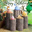 SaitiMade Set of 3 - Wood Cylinder Pedestal Stand Covers, Spandex Wooden Texture Cylinder Stand Covers for Party, Wedding or Birthday Event Decor - Only Contains Cylinder Covers