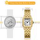 CHEETAH Gold Watches for Women with Small Vintage Bracelet, Rectangular Case Roman Dial