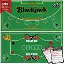 Gamie Double Sided Felt Casino Mat, 36 x 72 for Blackjack & Texas Holdem Poker, 2-in-1 Texas Holdem Poker Mat & Blackjack Mat, Professional Grade Poker Tabletop Mat with Instructions Booklet