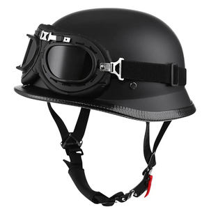 Helmet Half Shell German Motorcycle Helmet with Cycling Glasses - DOT Approved, XXL