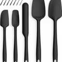 Coukre Silicone Spatula Set of 5,High Temperature Resistant, Food Grade Silicone, Dishwasher Safe, for Baking, Cooking (Pure Black)