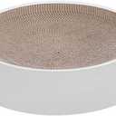 Refillable Cat Scratcher Cardboard & Bed for Indoor Cats, Scratching Lounge, Scratching Pad (Round Cat Bed Scratcher White)