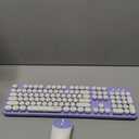 MOFII Wireless Keyboard and Mouse Combo, Computer Full Size 2.4G Plug and Play Wireless Typewriter Retro Round Keyboard and Mouse Set for Windows, Computer, Desktop, PC, Notebook - (Light Purple)