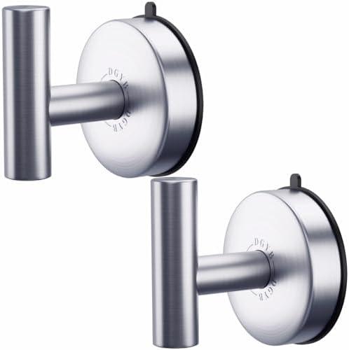 Amazon.com: DGYB Large Suction Cup Hooks - Set of 2 Brushed Nickel Towel Hooks for Bathrooms - Stainless Steel Suction Shower Hooks - 15 Lb Removable Wall Hooks for Hanging Heavy Duty : Home & Kitchen