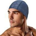 Swim Cap for Men Women Adult, High Stretch Fabric Swim Cap, Swimming Caps Non-Waterproof (Blue Pattern)