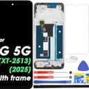 LCD Screen Replacement Touch Digitizer Display Assembly with Frame for Mototola Moto G 5G 2025 XT2513 XT2513-1 XT2513-2 XT2513V 6.7"