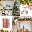 Namalu Boho 24 Pcs 1.57 Inches Velvet Ornaments for Christmas Tree Decor, Mini Flocked Christmas Balls Decoration Glitter Hanging Tree Ornaments for Holiday Rustic Modern Party Decor