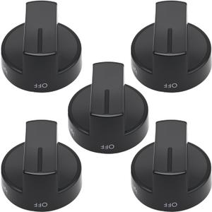 W10339442 5 Pack Stove Knobs, Replacement for Whirlpool WFG320M0BB0, WFG320M0BB1, WFG320M0BB2, WFG320M0BS0, WFG320M0BS2, WFG320M0BS3