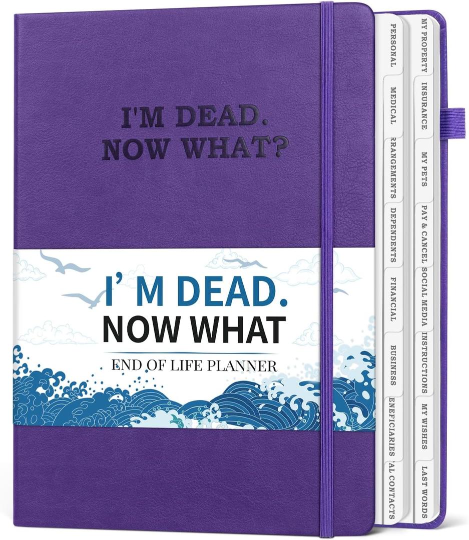 I'm Dead Now What Planner, Estate Planning Organizer with Tabs, Death Planner Organizer for Senior, Important Info for Final Arrangements, Beneficiary & Last Wishes with Large Print, 7.5" x10.4", Purple