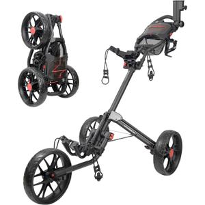 Caddytek CaddyLite 15.3 V2 Golf Push Cart - Lightweight Foldable Aluminum Cart with EVA Wheels, Foot Brake, Adjustable Handle, Umbrella Holder, Drink Holder, Scorecard Holder (Black)