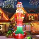 10FT Christmas Nutcracker with Little Gingerbread Man Inflatable Outdoor Decoration Blow up Yard with LED Lights Xmas Funny Giant Large Holiday Party Outside Decor