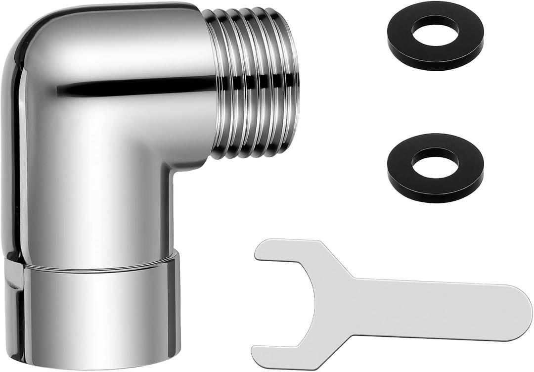 90 Degree Shower Head Elbow Adapter, All Metal Handheld Shower Arm Elbow Adapter Showers Arm Extension for Wall Mounted and Hand Showers(90, Chrome)