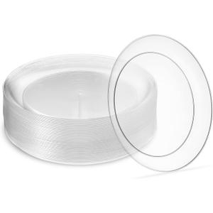 6'' 80 Pack 6'' inch Premium Heavy Weight Crystal Clear Classy Disposable hard Plastic Dessert plates