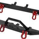 Aluminum Front Rear Bumper & Trailer Hook Compatibke with MN Model MN128 MN-128 1/12 RC Car (Black)