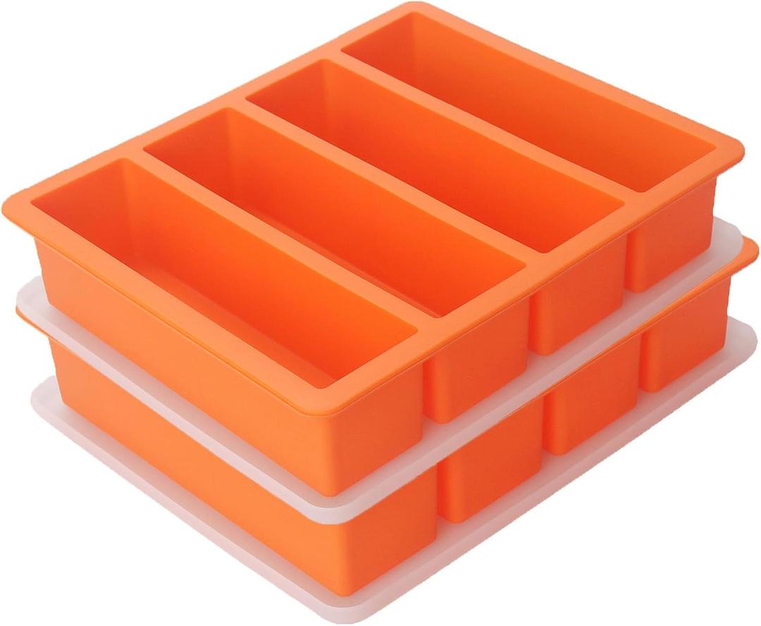 Silicone Ice Cube Molds Widely Use 2 Packs,Ice Cube Tray for Whiskey, Butter Mold,Freezer Molds for Soups and Sauces (Orange)