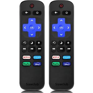 (Pack of 2) Replaced Remote Control for Roku TV, Compatible with TCL Hisense Sharp Onn Insignia Roku TV ect, with Netfl, Disney+, Hulu, Prime Video ButtonsNot for Roku Stick and Box