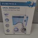 TUREWELL Water Dental Flosser for Teeth/Braces, Water Teeth Cleaner 8 Jet Tips and 10 Pressure Levels, 600ML Large Water Tank Oral Irrigator for Family(White)