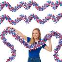 4th of July Garland Decorations 50Ft Glitter Tinsel Patriotic Garland for Home Party Holiday Memorial Day Independence Day 4th of July Golf Cart Parade Float Bike Decorations