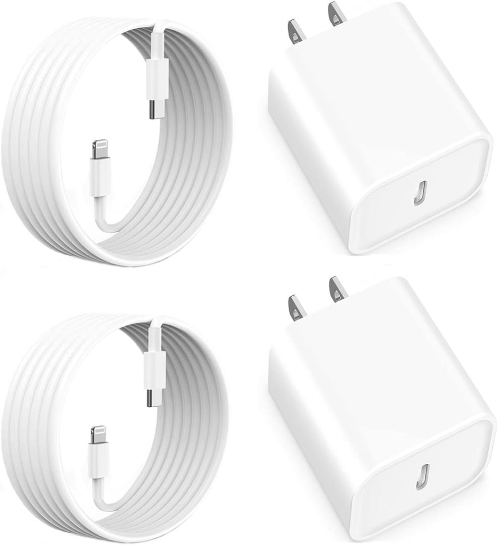 iPhone Fast Charger, [Apple MFi Certified] iPhone Charger Fast Charging Apple Wall Charger Block 6FT USB C Lightning Cable Cord Type C Adapter for iPhone 14 Pro Max/13/12 Mini/11/10/XS Max/XR/X/8/7/SE (White)