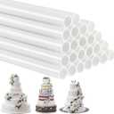 Boao Plastic Cake Dowels Rods for Tiered Hollow Wedding Cake Round support Rods Straws for Stacking and Supporting(12 in Length,White,24 Pcs)