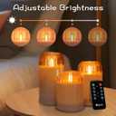 LEDHOLYT Rechargeable Jar Flameless Candle, Flashing LED Pillar Real Wax Candle with Remote Control and Timer, Black Pumpkin Glass Electronic Candles for Room Decoration, 1 Set of 3