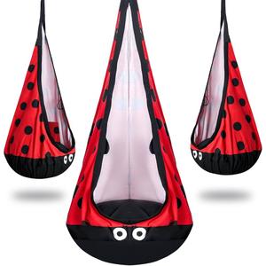 YAERSI Kids Pod Swing Seat,Hanging Chair with Inflatable Cushion,Sensory Swing Chair for Kids for Outdoor and Indoor（Ladybug）