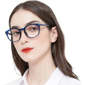 MARE AZZURO Large Round Bifocal Reading Glasses Women Blue Light Blocking Readers, 1.0 x