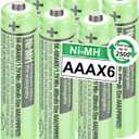 6Pack BK-40AAABU Ni-MH AAA Rechargeable Batteries 400mah 1.2V AAA NI-MH Rechargeable Batteries for Panasonic Cordless Phones, Remote Controls, Electronics