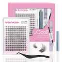 Venus Lash Clusters Kit Short 8-14mm 120PCS D Curl Natural Cluster Lashes Kit Wispy Eyelash Clusters Kit DIY Eyelash Extension kit with Lash Bond and Seal,Remover and Tweezers Thin Invisible Lash Band