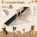Dog Ramp for High Bed - 51.2" Long Foldable Pet Ramp for Small Large Dogs - Dog Ramps for Couch Beds Car/SUV - Pet Stairs High Traction with Buffe Platform 5 Adjustable Heights 14" to 28" Up to 150LBS