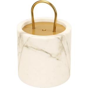 Spiretro Decorative White Marble Door Stop with Brass Handle  7.5" Tall, Weighted 10lb Cylindrical Doorstop with Soft Velvet Bottom for Non-Slip, Elegant and Durable Design for Home and Office Use