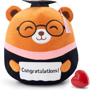SpecialYou Voice Recorder Graduation Teddy Bear Plush Pillow 2026 with Cap & Diploma,12" Cute Recordable Teddy Bear Plush Toy Pillow Middle/Elementary School Graduation Ggifts for Kids & Adults