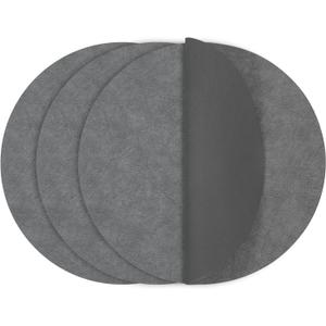 Round Placemats Dual Sided, Faux Leather Place Mats Non-Slip Heat Stain Resistant Outdoor Table Mats Indoor Placemats for Kitchen Dining (Dark Gray, Set of 4)