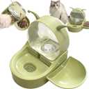 Automatic Gravity Water Fountain for Cat, RABIT & Small Dogs Ultra-Quiet Slow Auto-Refill Waterer Dispenser Station with Snack Bowl & Multi-Layer Filter - Snail Shape, BPA-Free, Spill Prove