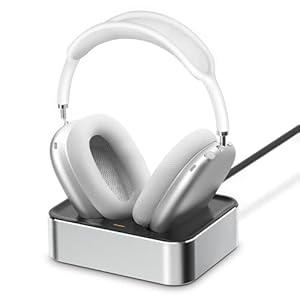 Headphone Charging Station for AirPods Max 2024 & 2020 - Magnetic Headset Charger Dock with Dual Connectors (Silver)