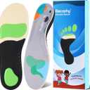 Bacophy Kids Arch Support Orthotic Insoles, Children Pu Cushioning Inserts, Shock Absorption Velvet Surfaces Deep Heel Cup Inner Sole for Plantar Fasciitis, Flat Feet, Feet Heel Pain Relief (9.5-11 M US Toddler, Multi-colored)