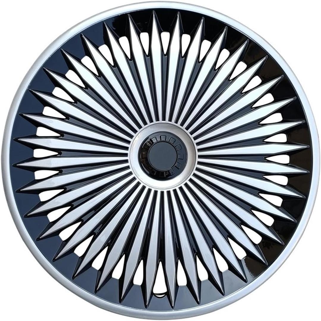Hubcap Wheel Cover Replacement, 12 13 14 15 16 17 Inch Rims Universal Wheel Hub Caps Cover, ABS Material Exterior Accessories Snap On Car Truck SUV -Set of 4 (Silver+Black, 12")