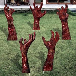 Blosssound 5 Pack Halloween Zombie Hands Yard Signs Scary Lawn Decor