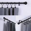 Thestoa Curtain Rods for Windows 48 to 84-92 inch, 5/8" Matte Black Curtain Rod, Stainless Steel Small Curtain Rods for Bedroom, Living Room,Kitchen,Farmhouse, Outdoor Curtain rod Black