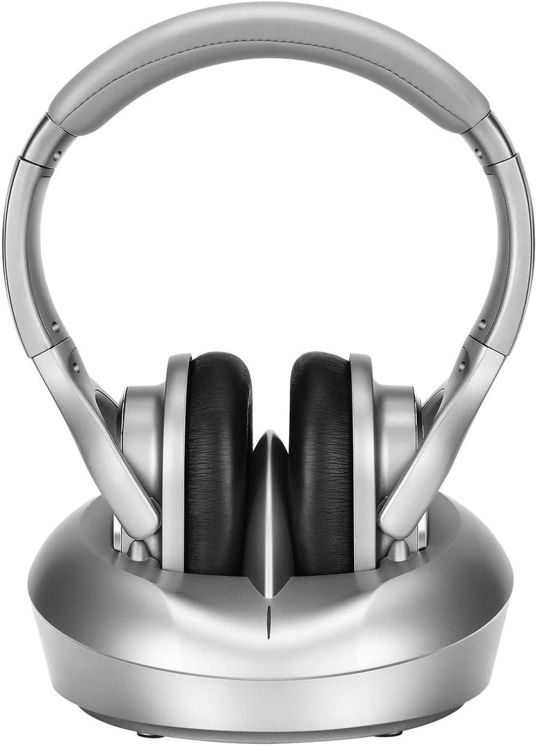TV Wireless Headphones, Over Ear Headsets with RF Transmitter Charging Dock, Digital Stereo TV Watching Headsets Ideal for Seniors & Hearing Impaired