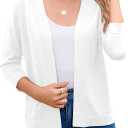 Bettysays Women's 3/4 Sleeve Open Front Cropped Cardigan Sweater Elegant Shrugs for Women (White, S)