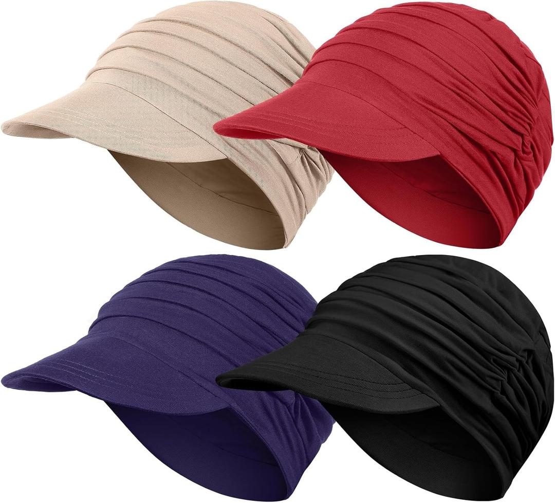 JenPen 4 Pcs Soft Chemo Cancer Hats for Women Breathable Bamboo Baseball Cap Slouch Viscose Hat for Hair Loss Cancer Headwear (Khaki,red,navy Blue,black) JenPen 4 Pcs Soft Chemo Cancer Hats for Women Breathable Bamboo Baseball Cap Slouch Viscose Hat for Hair Loss Cancer Headwear (Khaki,red,navy Blue,black)