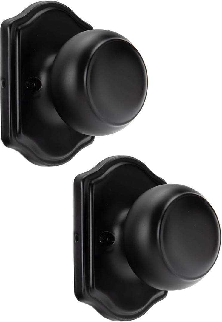 Goldenwarm Matte Black No-Function Dummy Door Knobs,Single-Side Door Knob Handles for Closet & French Doors, No-Turning Pull/Handle Function 2 Pieces (1)