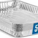 PLASTICPRO Aluminum Pans 5 Pack Disposable Cookie Sheets 9'' x 13'' Baking Pans Premium Quality Heavy Duty Cookie Sheet Pans